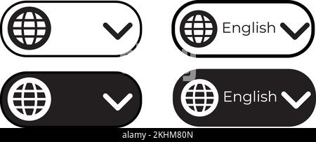 A vector illustration of translate icons in black and white colors, change language buttons Stock Vector