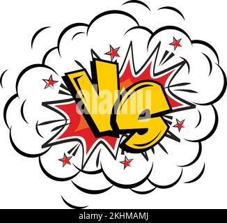 VS Comics frame. Versus comic fighting duel and fight confrontation logo. Vs battle challenge, vector conflict cartoon symbol on transparent backgroun Stock Vector