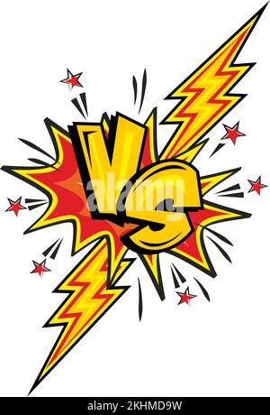 VS Comics lightning boom frame. Versus comic fighting duel, battle challenge and fight confrontation logo. Vector conflict cartoon symbol on transpare Stock Vector