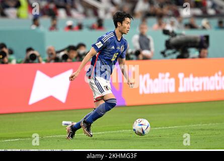 Al Rayyan, Qatar, November 23, 2022. Daichi Kamada of Japan during the FIFA World Cup Qatar 2022 Group E match between Germany 1-2 Japan at Khalifa International Stadium in (Photo by Takamoto Tokuhara/AFLO) Stock Photo