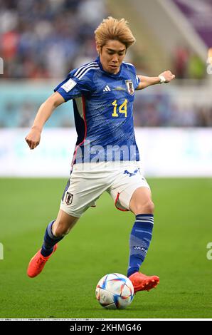 Al Rayyan, Qatar, November 23, 2022. Junya Ito of Japan during the FIFA World Cup Qatar 2022 Group E match between Germany 1-2 Japan at Khalifa International Stadium in (Photo by Takamoto Tokuhara/AFLO) Stock Photo