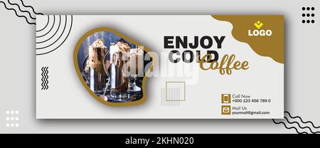 Banner Fully Editable Template For Cold Coffee Stock Vector