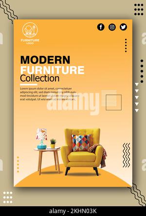 Flyer Editable Template For Furniture Collection Stock Vector