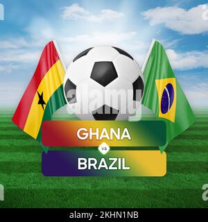 Ghana vs Brazil national teams soccer football match competition concept. Stock Photo