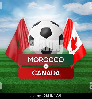 Morocco vs Canada national teams soccer football match competition concept. Stock Photo