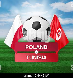 Poland vs Tunisia national teams soccer football match competition concept. Stock Photo