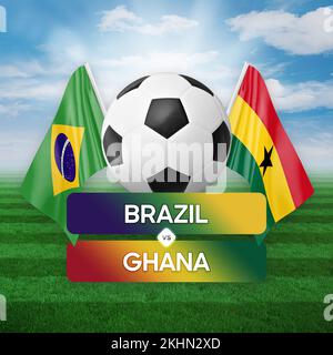 Brazil vs Ghana national teams soccer football match competition concept. Stock Photo