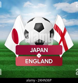 Japan vs England national teams soccer football match competition concept. Stock Photo