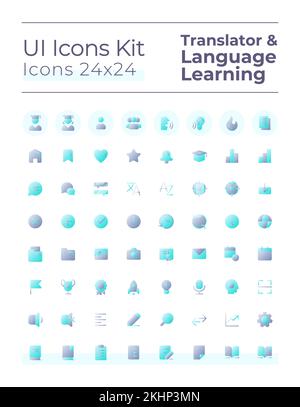 Translator flat gradient two-color ui icons set Stock Vector