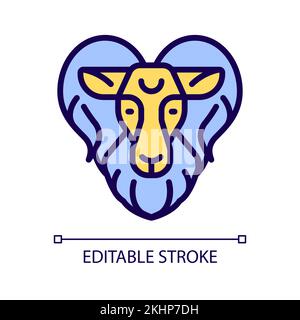 Ram head pixel perfect RGB color icon Stock Vector
