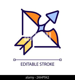 Archery pixel perfect RGB color icon Stock Vector