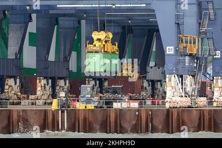 Felixstowe united kingdom 22, November 2022 New modern gantry crane for picking up and moving large shipping containers Stock Photo