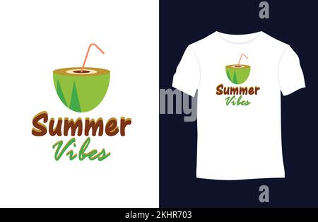 A concept for tshirts on a white background "summer vibes" Stock Vector