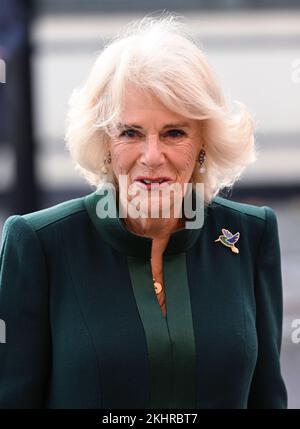 London, UK. 24th Nov, 2022. November 24th, 2022. London, UK. Camilla, The Queen Consort visits BarnardoÕs Bow Nursery to deliver Paddingtons and Teddy Bears left at Royal Residences as tributes to Queen Elizabeth. Credit: Doug Peters/Alamy Live News Stock Photo