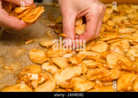 Apple Pie Making Process. A Step by Step Guide to Making Apple Pie Stock Photo