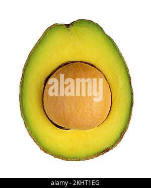 Half cut fresh ripe avocado with seed isolated on white background Stock Photo
