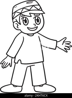 Happy Ramadan Isolated Coloring Page for Kids Stock Vector Image & Art ...