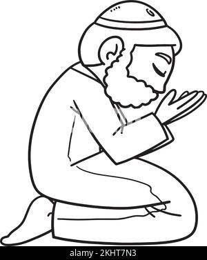 Ramadan Muslim Praying Coloring Page for Kids Stock Vector Image & Art ...