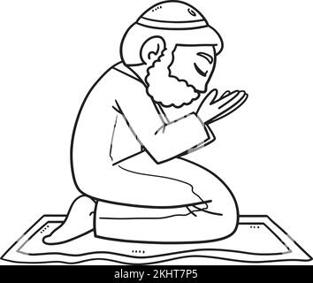 Ramadan Prayer Mat Isolated Coloring Page for Kids Stock Vector Image ...