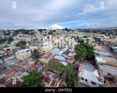 aerial of poor mans houses in santo domingo the capitol of the dominican republic Stock Photo