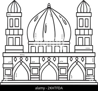 Ramadan Mosque Isolated Coloring Page For Kids Stock Vector Image & Art ...