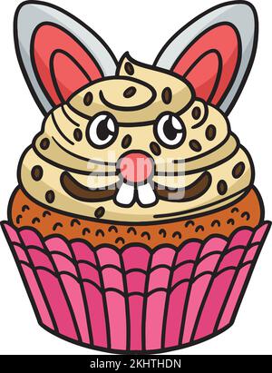 Easter Bunny Cupcake Cartoon Colored Clipart Stock Vector