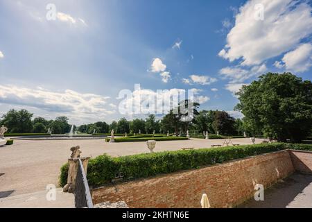 Garden of Slavkov Castle, also known as Austerlitz Castle, is a Baroque palace in Slavkov u Brna, Czech Republic Stock Photo