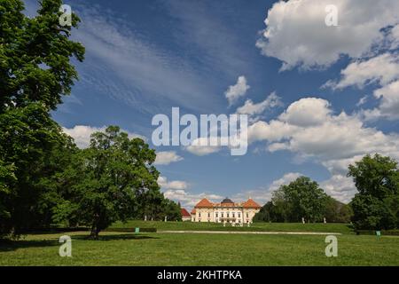 Slavkov Castle, also known as Austerlitz Castle, is a Baroque palace in Slavkov u Brna, Czech Republic Stock Photo