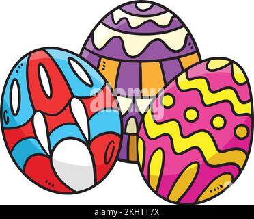 Three Easter Eggs Cartoon Colored Clipart Stock Vector