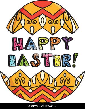 Happy Easter Egg Cartoon Colored Clipart  Stock Vector