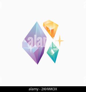 Spiritual gems and stones colorful design Stock Vector