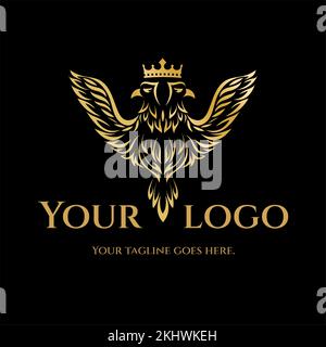 Two headed eagle with a crown in abstract way Stock Vector
