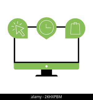 Click and collect with computer Stock Vector