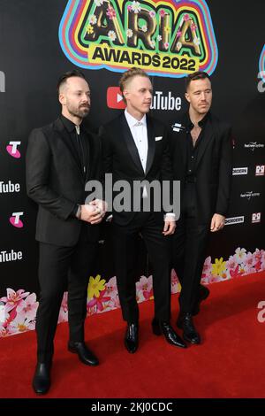 Tyrone Lindqvist, Jon George and James Hunt of Rüfüs Du Sol at the 62nd ...