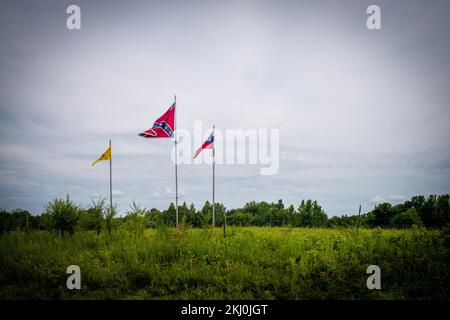 the Confederate flag along the highway in Virginia, USA Stock Photo