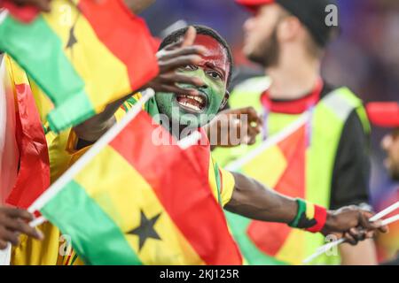 Doha, Qatar. 24th Nov, 2022. Ghana's supporters pictured before a soccer game between Portugal and Ghana, in Group H of the FIFA 2022 World Cup in Doha, State of Qatar on Thursday 24 November 2022. BELGA PHOTO BRUNO FAHY Credit: Belga News Agency/Alamy Live News Credit: Belga News Agency/Alamy Live News Stock Photo