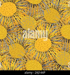 Inula flower seamless vector texture pattern background. Overlapping ...