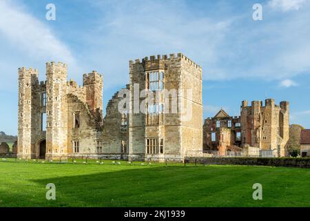 The Cowdray House Ruins in Cowdray Park, Midhurst, West Sussex, England, UK, during November Stock Photo