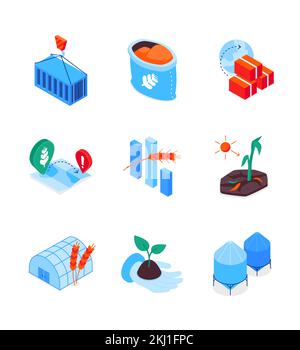 Lean year crisis - modern colorful isometric icons set Stock Vector