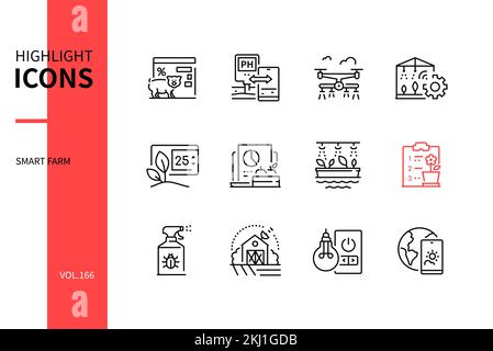 Smart farm - modern line design style icons set Stock Vector