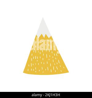 Hand drawn yellow mountain. Scandinavian style cute drawing design element for prints, cards, home decor. Simple icon Stock Vector