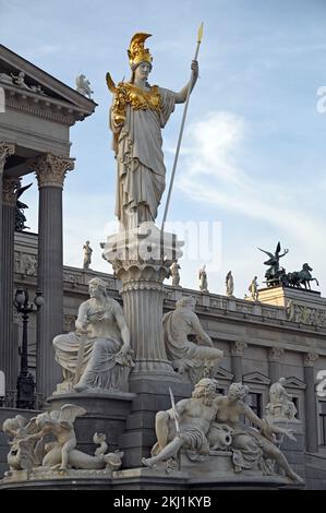 Pallas Athena statue Austrian Parliament in Vienna Austria Stock Photo