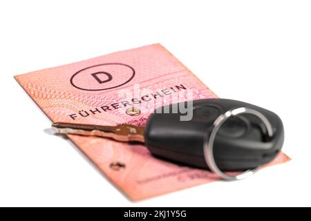 Driving license with the imprint "Führerschein", translation "driver's license" in germany Stock Photo