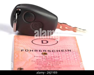 Driving license with the imprint "Führerschein", translation "driver's license" in germany Stock Photo