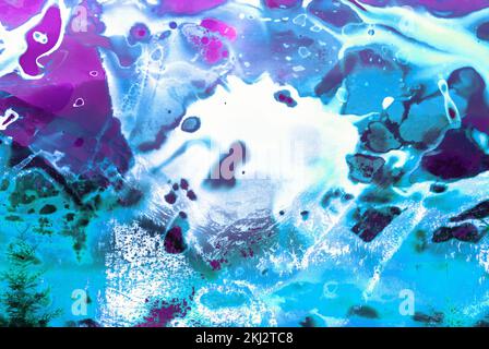 Abstract blurred background, patches of light. Ice in colours, broken negative film. Stock Photo