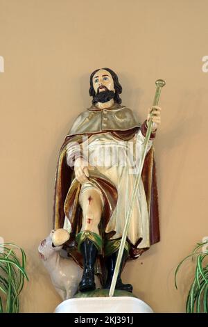 Saint Roch, statue on the main altar in the chapel of Saint Roch in Kumrovec, Croatia Stock Photo