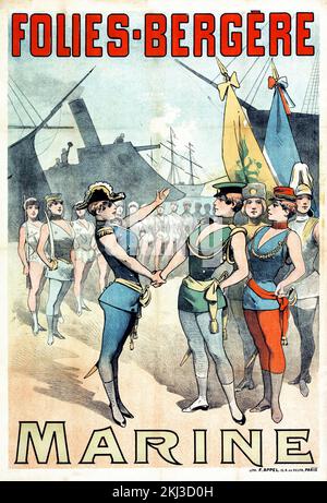 Marine - Folies-Bergère - vintage poster, France -  Artist: Alfred Choubrac. France. Circa: 1890s Stock Photo