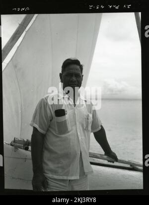 Project 24 - Operation Hardtack (Enewetak/Bikini/Johnnston Island Area) Test Activities. Chief of Kapingamarangi Atoll. Photographs of Atmospheric Nuclear Testing at Pacific Island and Nevada Test Sites. Stock Photo