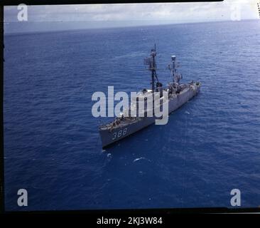 Project 24 - Operation Hardtack (Enewetak/Bikini/Johnnston Island Area) Test Activities. Aerial View of Ship #388. Photographs of Atmospheric Nuclear Testing at Pacific Island and Nevada Test Sites. Stock Photo