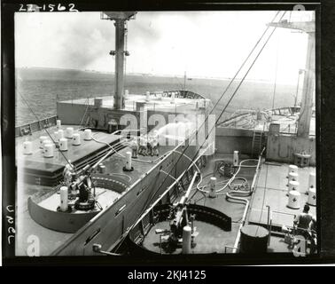 Project 22 - Operation Castle (Bikini/Enewetak) Test Activities. Decontamination Washdown of YAG-40. Photographs of Atmospheric Nuclear Testing at Pacific Island and Nevada Test Sites. Stock Photo